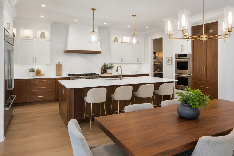 Finished two-tone walnut kitchen